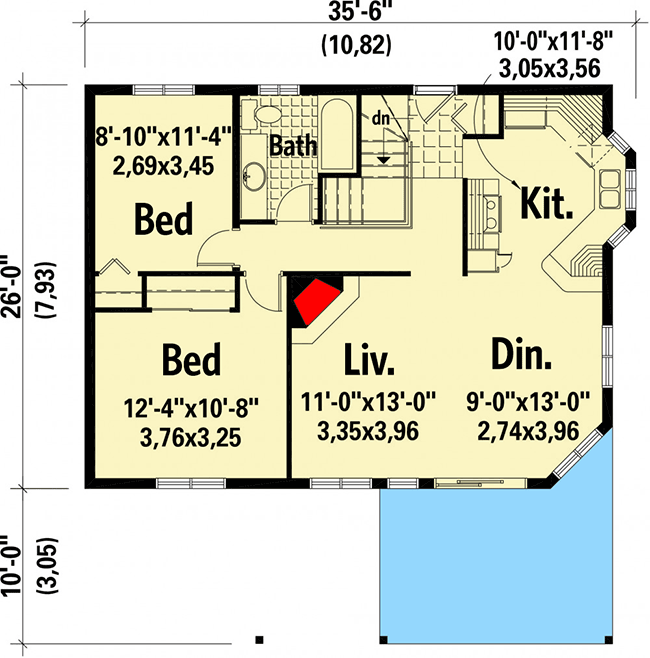 Plan 80164PM: Tiny House or Vacation Getaway - Floor Plan - Main Level - Cottage, Vacation