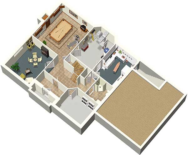Plan 80406PM: Traditional House Plan with Finished Lower Level - Floor Plan - Basement - Traditional