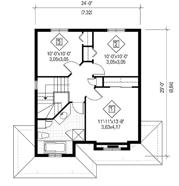 Plan 80500PM: 2-Story Cottage with Attractive Front Porch - Floor Plan - 2nd Floor - Cottage, Country