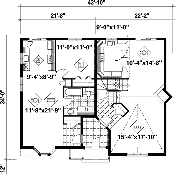Plan 80595PM: Traditional House Plan with In-Law Apartment - Floor Plan - Main Level - Traditional