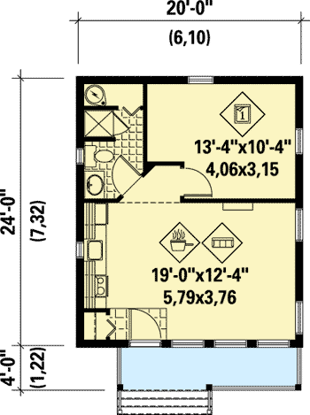 Plan 80674PM: Vacation Getaway Cottage - Floor Plan - Main Level - Contemporary, Cottage, Mountain, Vacation