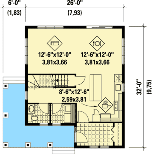 Plan 80678PM: Rustic Cottage with Wrap-around Porch - Floor Plan - Main Level - Cottage, Northwest, Rustic, Vacation