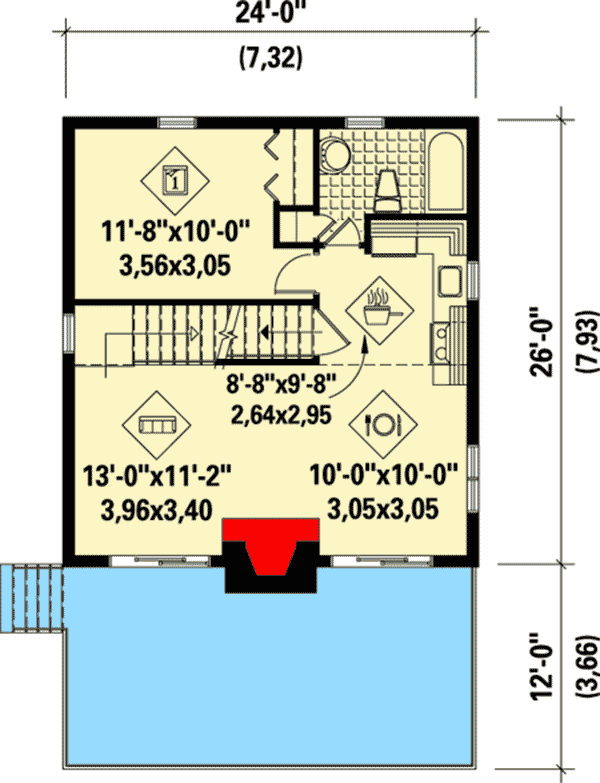 Plan 80684PM: Beach or Mountain Getaway Cottage - Floor Plan - Main Level - Beach, Coastal, Cottage, Mountain, Vacation