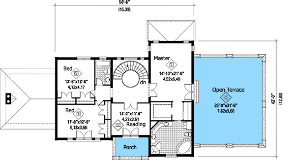 Plan 80727PM: Spacious Second Floor Terrace - Floor Plan - 2nd Floor - European, Traditional