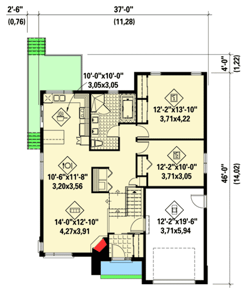Plan 80760PM: Prairie Style Split Level Home - Floor Plan - Main Level