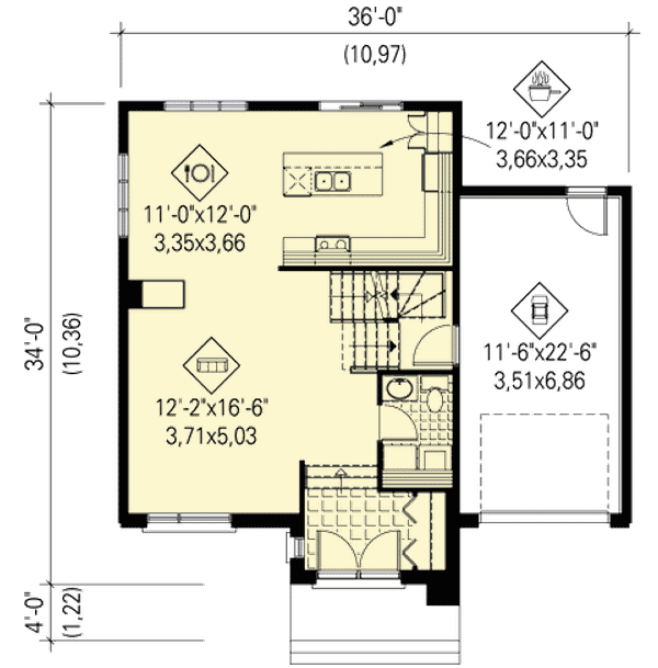 Plan 80761PM: Narrow Lot Contemporary Home - Floor Plan - Main Level - Contemporary, Modern