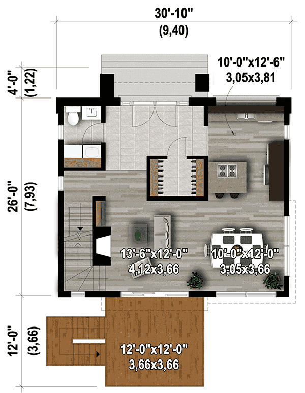 Plan 80776PM: Contemporary House Plan with Master Deck - Floor Plan - Main Level - Contemporary, Modern