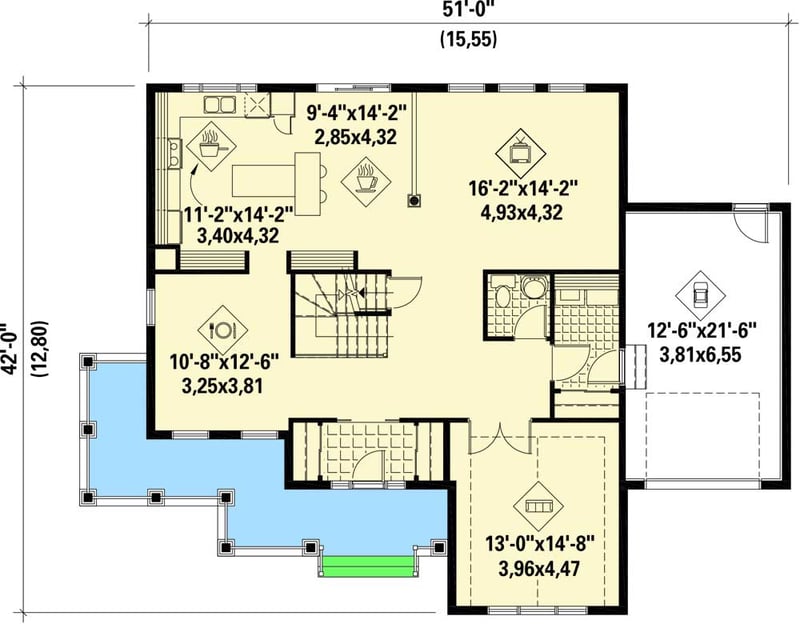 Plan 80850PM: Open Layout Traditional House Plan - Floor Plan - Main Level - Traditional