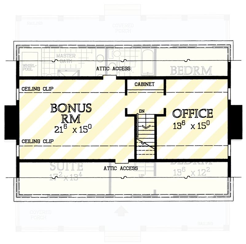 Plan 81263W: Sweeping Raised Porches - Floor Plan - Bonus Level - Colonial, Country, Farmhouse, Traditional