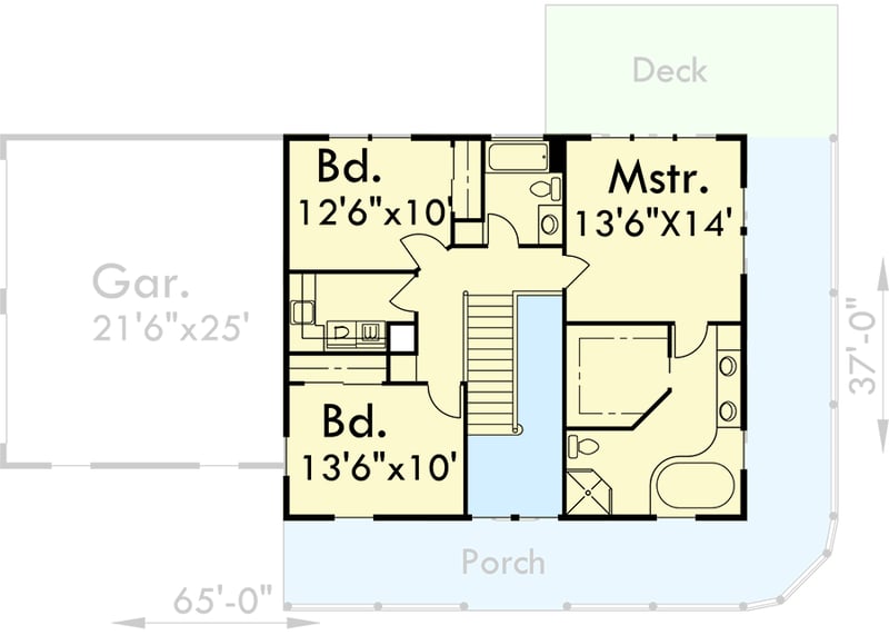 Plan 8129LB: Two-Story Country Farmhouse Plan with Wrap Around Porch - 2032 Sq Ft - Floor Plan - 2nd Floor - Country, Farmhouse, Traditional