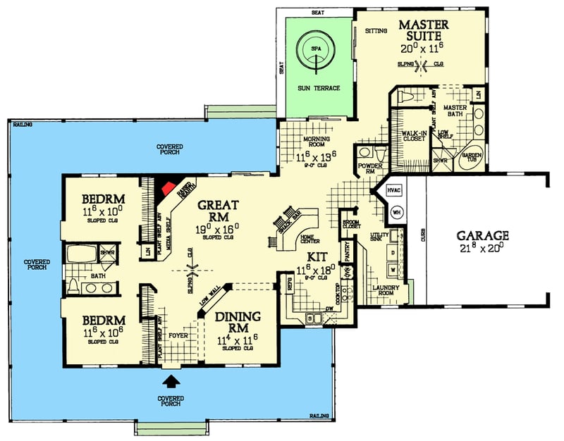 Plan 81331W: Classic 3-Bed Farmhouse Plan - Floor Plan - Main Level - Country, Farmhouse