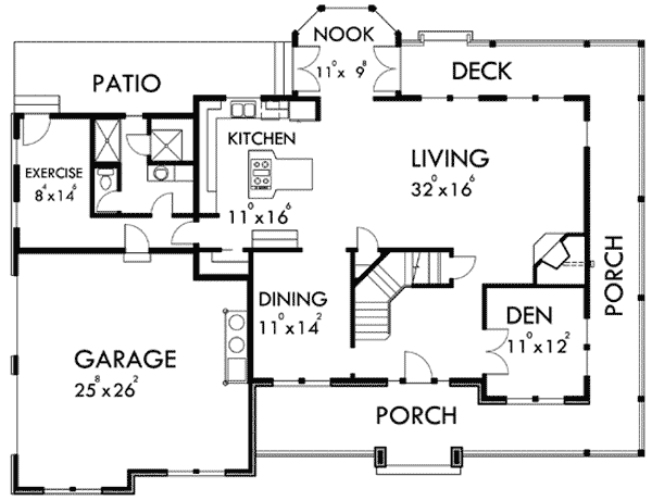 Plan 8140LB: Farmhouse with Wrap-Around Porch - Floor Plan - Main Level - Farmhouse, Northwest