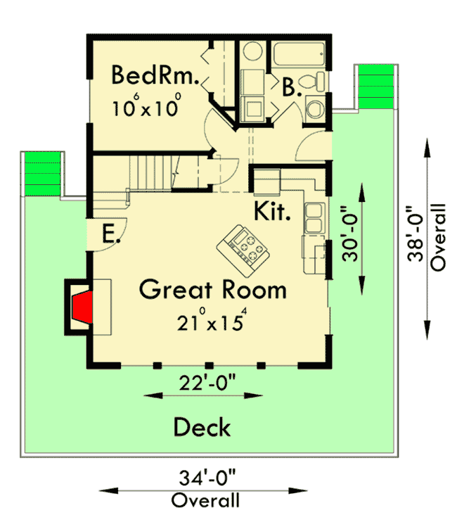 Plan 8146LB: Vacation Getaway - Floor Plan - Main Level - Mountain, Rustic, Vacation