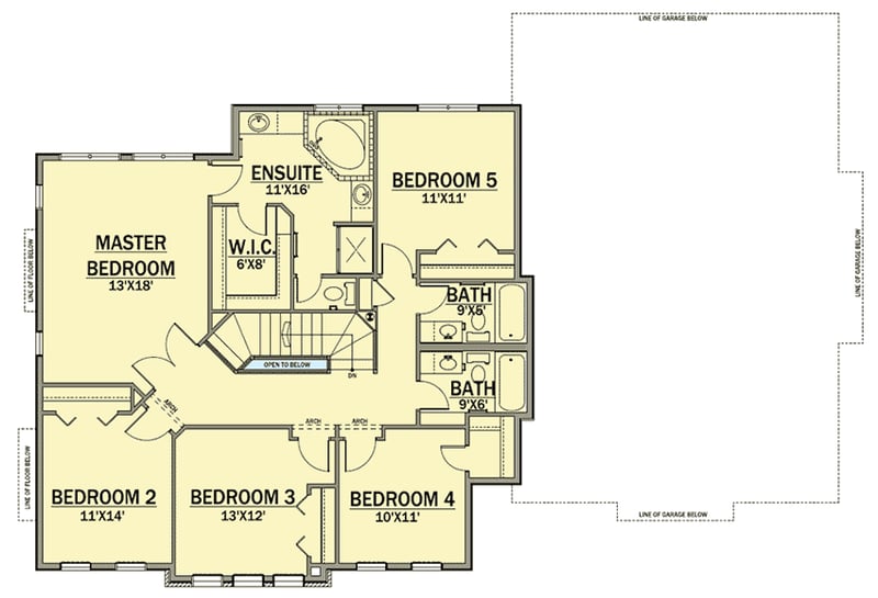Plan 81622AB: Five Bedrooms Plus a Den! - Floor Plan - 2nd Floor - Northwest, Traditional