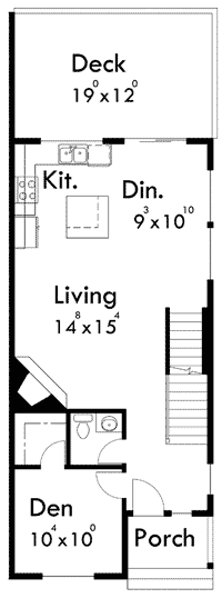 Plan 8163LB: Duplex House Plan with 1614 Square Foot 3 Bedroom Units - Floor Plan - Main Level