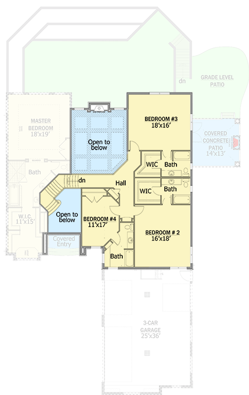 Plan 81643AB: European Home with Courtyard Style Garage - Floor Plan - 2nd Floor - European, Traditional