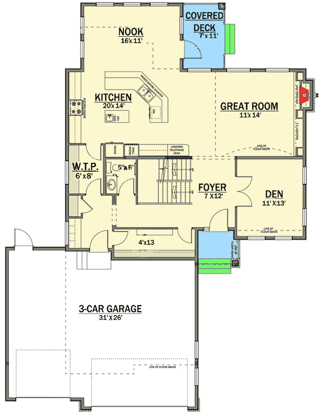 Plan 81654AB: Four Bedrooms Plus a Bonus Room - Architectural Designs - 2816 Sq Ft - Floor Plan - Main Level - Northwest