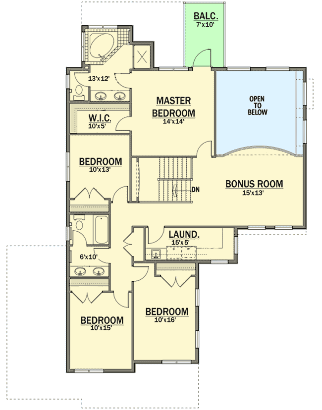 Plan 81654AB: Four Bedrooms Plus a Bonus Room - Architectural Designs - 2816 Sq Ft - Floor Plan - 2nd Floor - Northwest