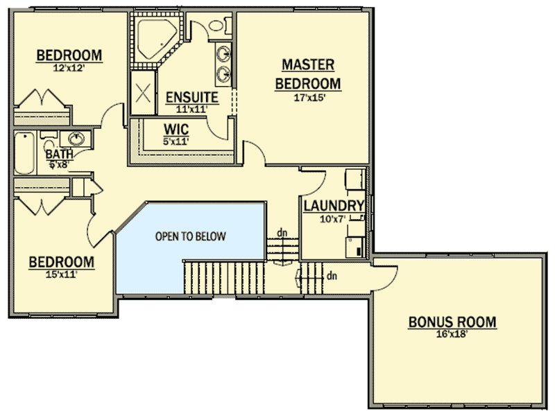 Plan 81666AB: Traditional House Plan with Bonus Room - Floor Plan - 2nd Floor - Northwest, Traditional