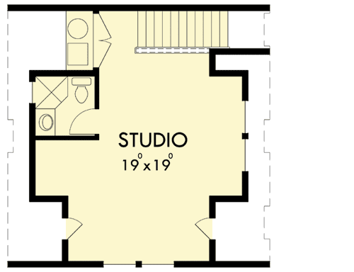 Plan 8172LB: Tidy Garage Studio - Floor Plan - 2nd Floor - Bungalow, Carriage, Cottage, Country, Craftsman, Rustic