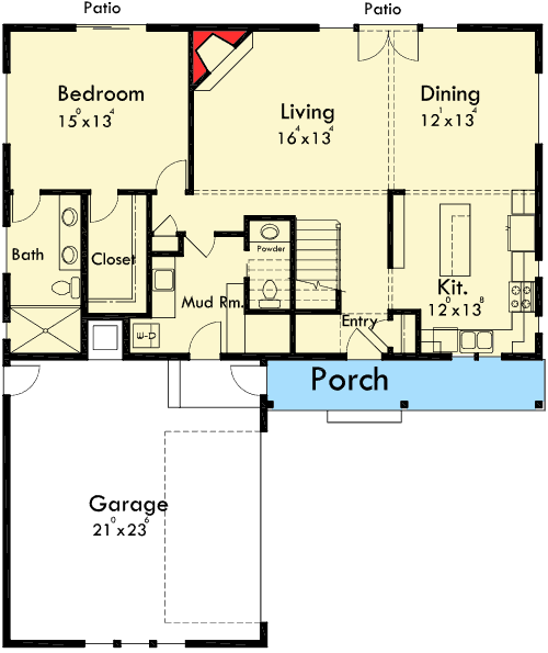 Plan 8190LB: Compact Craftsman with Shed Dormer - Floor Plan - Main Level - Craftsman, Northwest