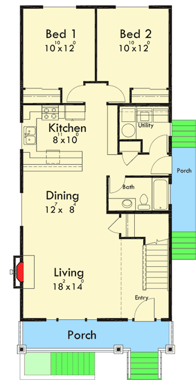 Plan 8194LB: 2 Family Craftsman House Plan - Floor Plan - Main Level
