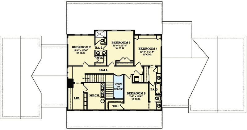 Plan 82001KA: Colonial With Beautiful Kitchen - Floor Plan - 2nd Floor - Colonial, Traditional
