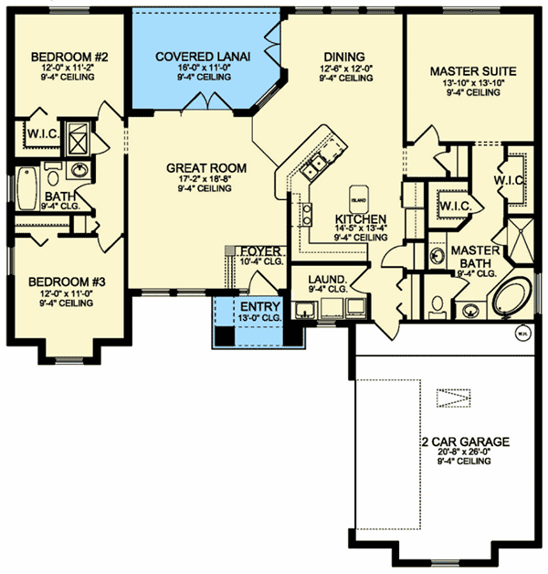 Plan 82103KA: One Level European House Plan - Floor Plan - Main Level - European, Mediterranean