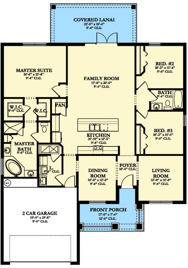 Plan 82104KA: Southern House Plan in Two Versions - Floor Plan - Main Level - Southern