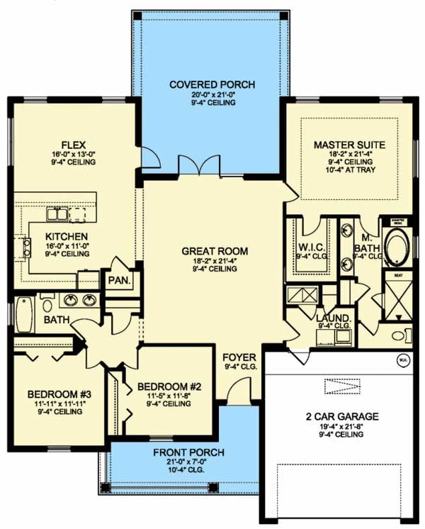 Plan 82105KA: Southern House Plan in Two Versions - Floor Plan - Main Level - Southern