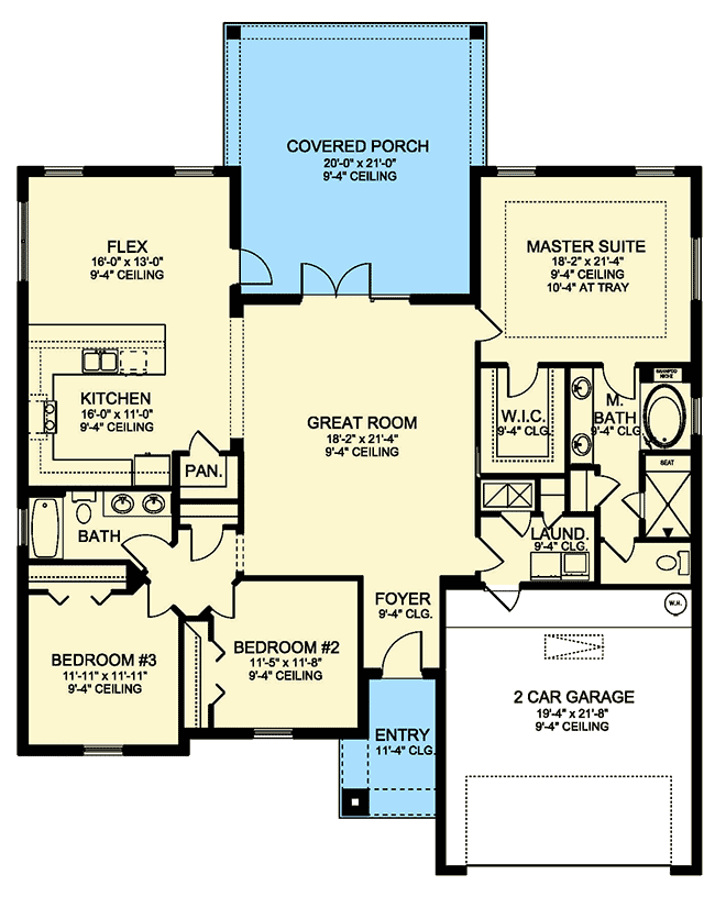 Plan 82107KA: Southern House Plan with Flex Room - Floor Plan - Main Level - Florida-Style, Southern