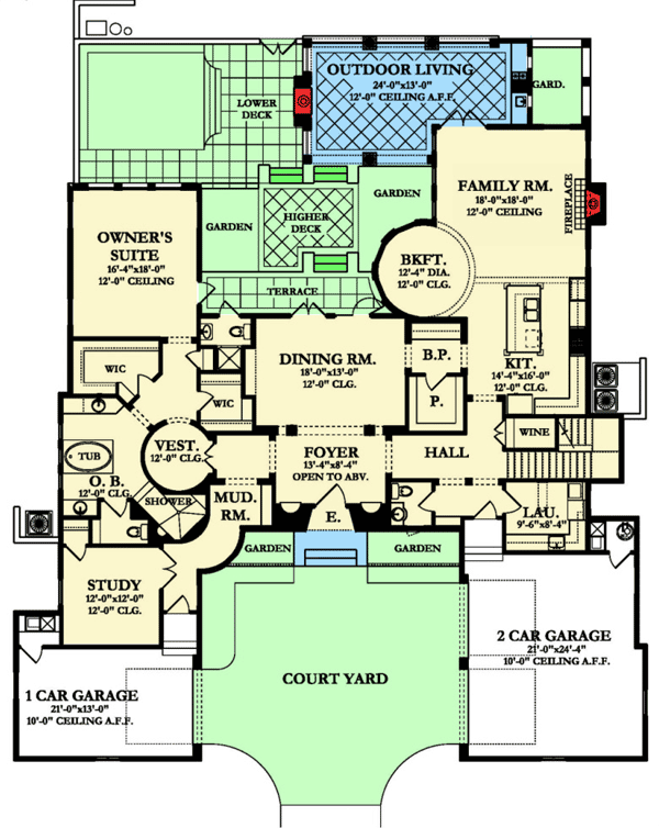 Plan 82150KA: Four Bedroom Tuscan House Plan - Floor Plan - Main Level - European, Mediterranean, Tuscan