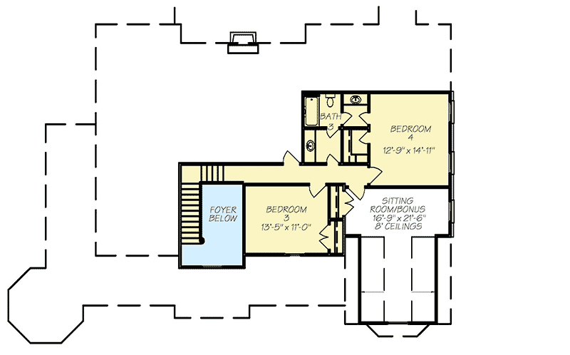 Plan 83802JW: 2-Story Home Plan with Wrap Around Porch - Floor Plan - 2nd Floor - Traditional
