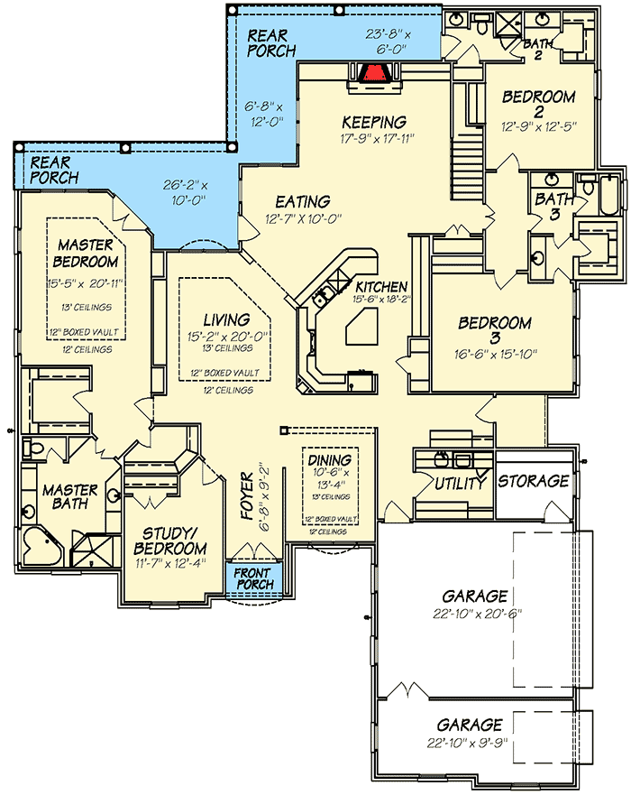 Plan 83806JW: French Country House Plan with Bonus Room - Floor Plan - Main Level - European, French Country