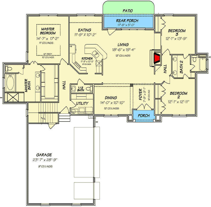 Plan 83809JW: 3 Bed Acadian House Plan with Spacious Living Room - Floor Plan - Main Level - European, French Country