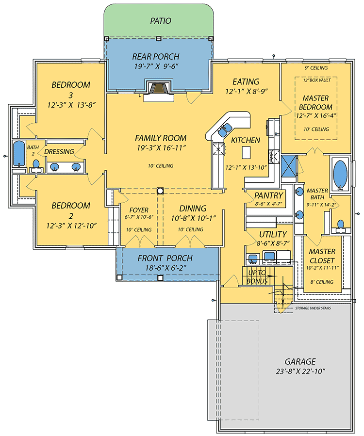 Plan 83838JW: One Story Southern House Plan - Floor Plan - Main Level - Southern