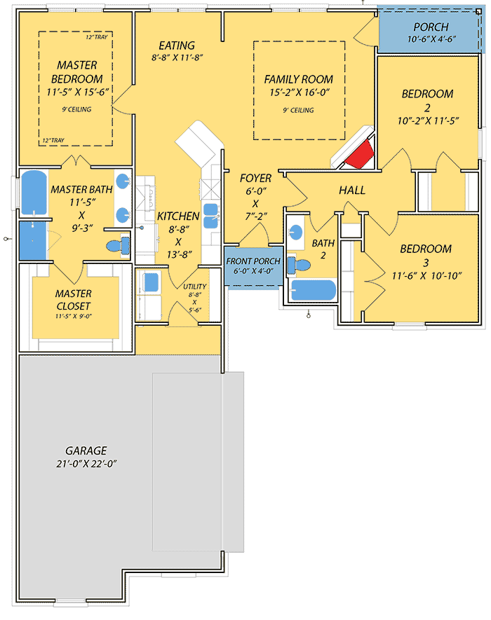 Plan 83854JW: Southern Ranch House Plan - Floor Plan - Main Level - Ranch, Southern