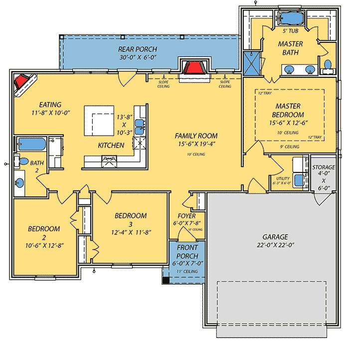 Plan 83867JW: Efficient 3 Bed House Plan - Floor Plan - Main Level - Southern, Traditional