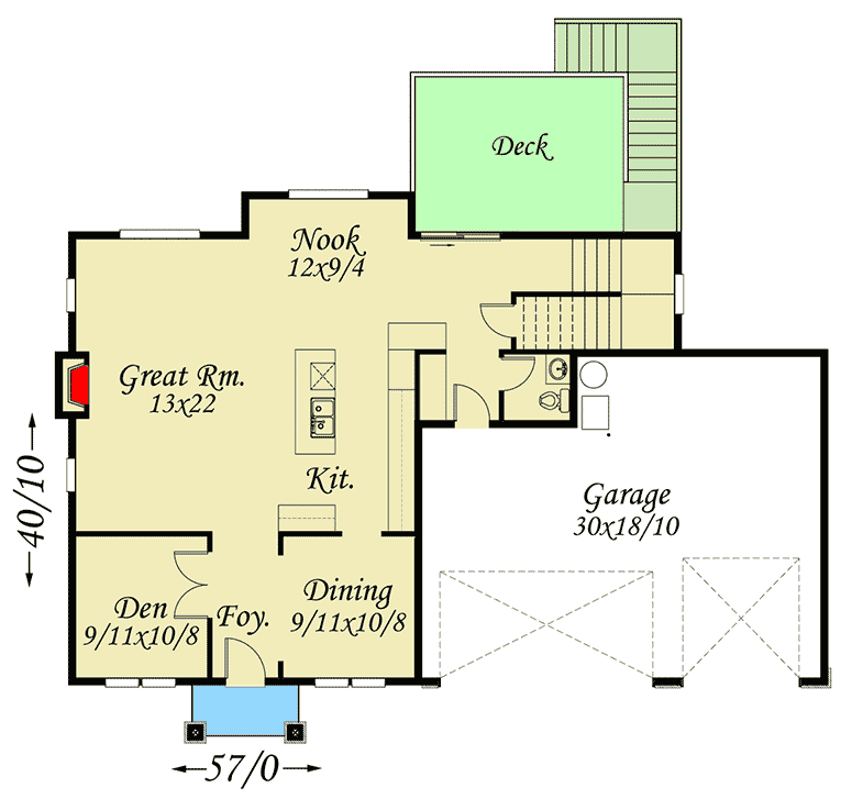 Plan 85017MS: Entertain Down, Live Up - Floor Plan - Main Level - Craftsman, Northwest
