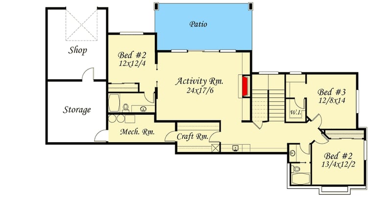 Plan 85020MS: 4 Bedroom Mountain Home Plan - Floor Plan - Lower Level - European, Mountain