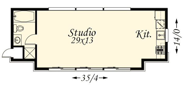 Plan 85023MS: Studio Guest Cottage - Floor Plan - Main Level - Contemporary, Mid Century Modern