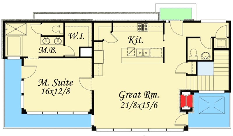 Plan 85097MS: Modern Ranch with Views to the Rear - Floor Plan - Main Level - Contemporary, Mid Century Modern, Modern, Ranch, Vacation