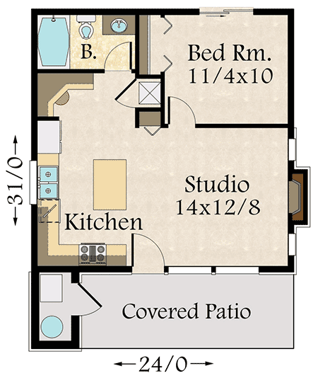 Plan 85104MS: Flexible Tiny Modern House Plan - Floor Plan - Main Level - Contemporary, Modern