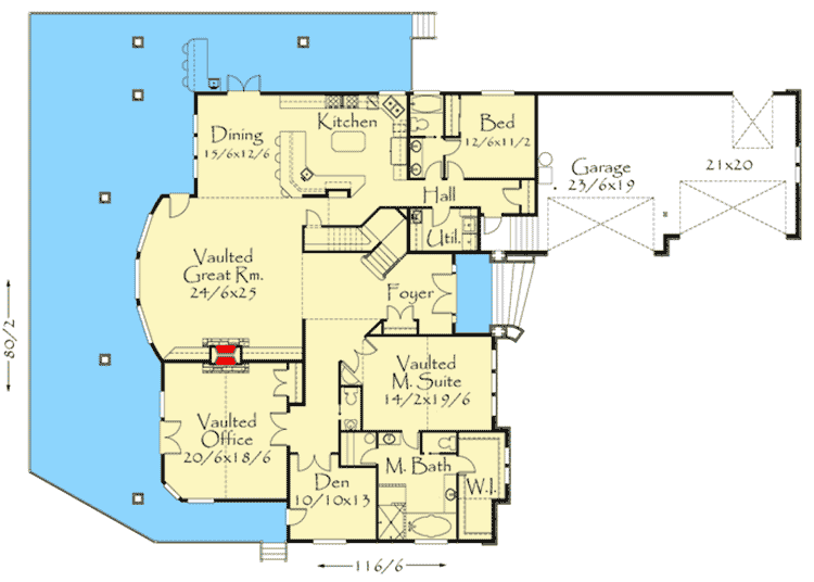 Plan 8584MS: Lodge Style with Rear View - Floor Plan - Main Level - Craftsman, Northwest