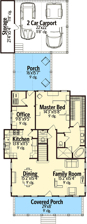 Plan 86231HH: 4 Bed Cottage with Exterior Options - Floor Plan - Main Level - Beach, Cabin, Coastal, Cottage, Country, Rustic, Vacation