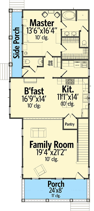 Plan 86237HH: Southern Beauty - Floor Plan - Main Level - New Orleans, Southern