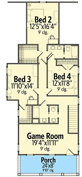 Plan 86237HH: Southern Beauty - Floor Plan - 2nd Floor - New Orleans, Southern