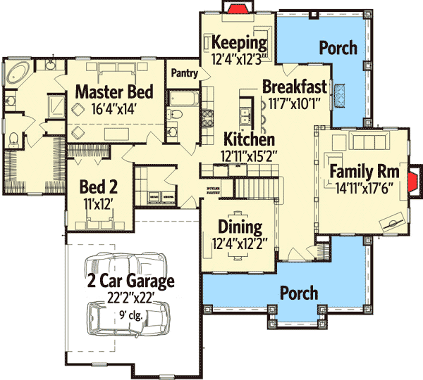 Plan 86249HH: Two-Story Traditional House Plan - Floor Plan - Main Level - Traditional