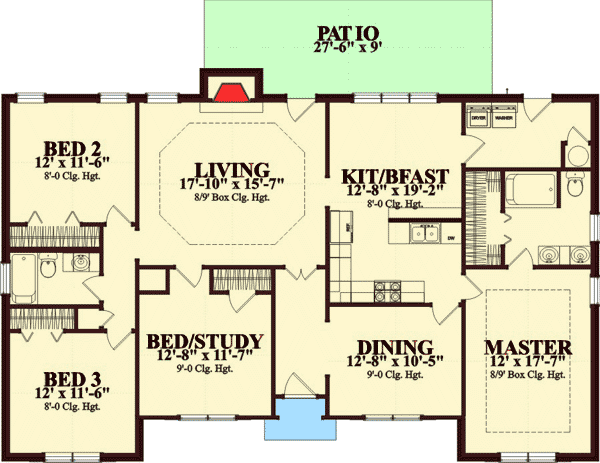 Plan 86295HH: Elegant Southern Ranch Home - Floor Plan - Main Level - Ranch, Southern