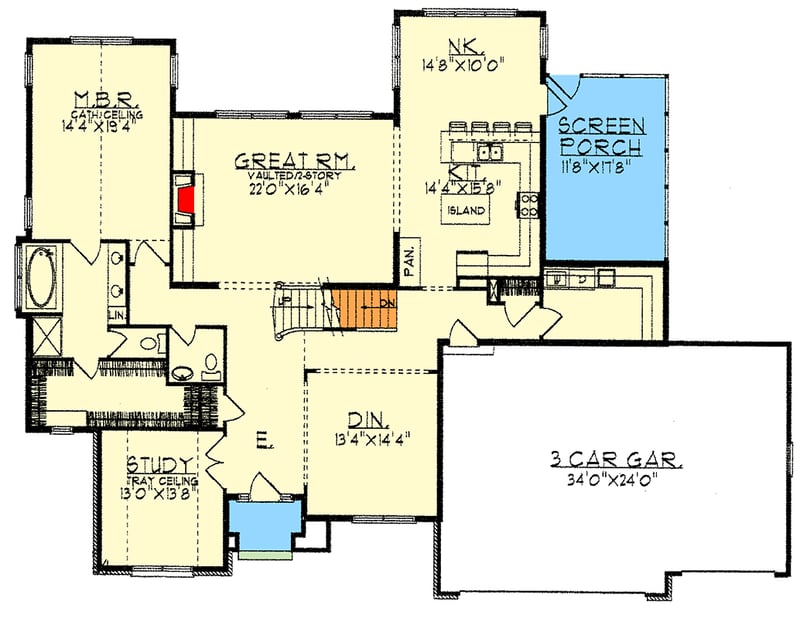 Plan 8921AH: Room to Grow - Floor Plan - Main Level - European, Traditional